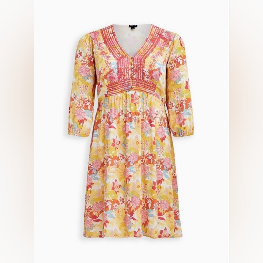 Torrid Peach Floral Gauze Hi-Lo Dress sz 0